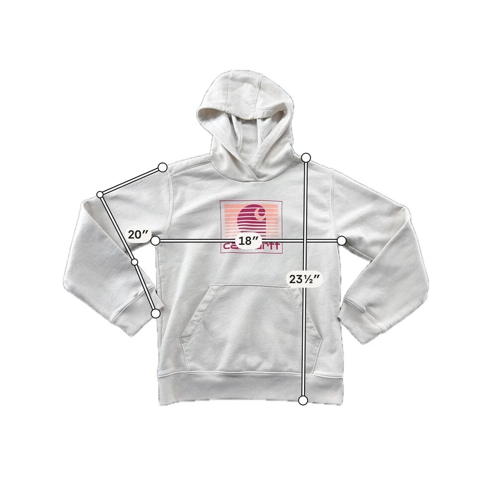 Carhartt Hoodie Sweatshirt Kids 12 White Fleece Graphic Pullover Kangaroo Pocket
